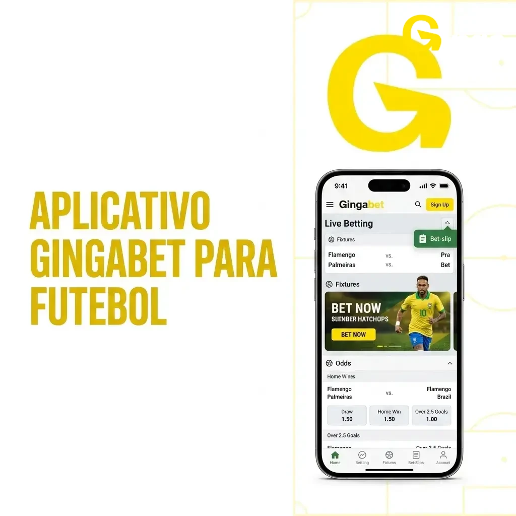 Aplicativo Gingabet para apostas em futebol disponível para Android e iOS com odds ao vivo e interface mobile.