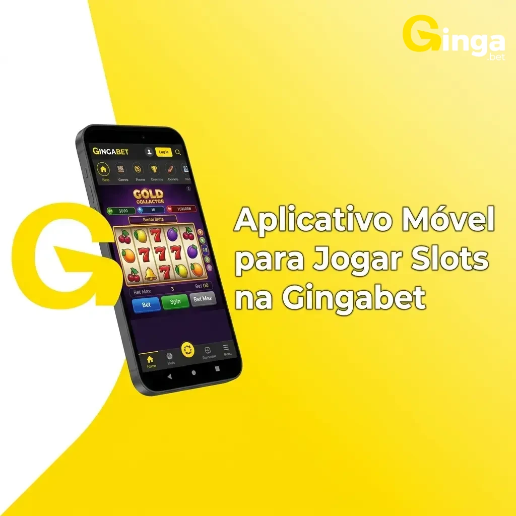 Aplicativo móvel Gingabet para jogar slots com interface adaptada para celular, instalação Android, iOS e PWA.