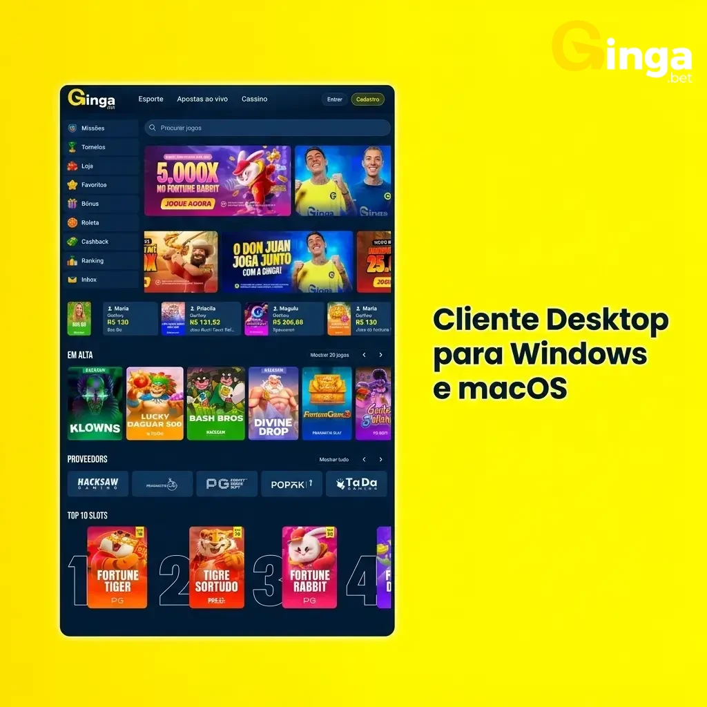 Site da Gingabet funcionando no navegador em computadores Windows e macOS sem necessidade de instalação.