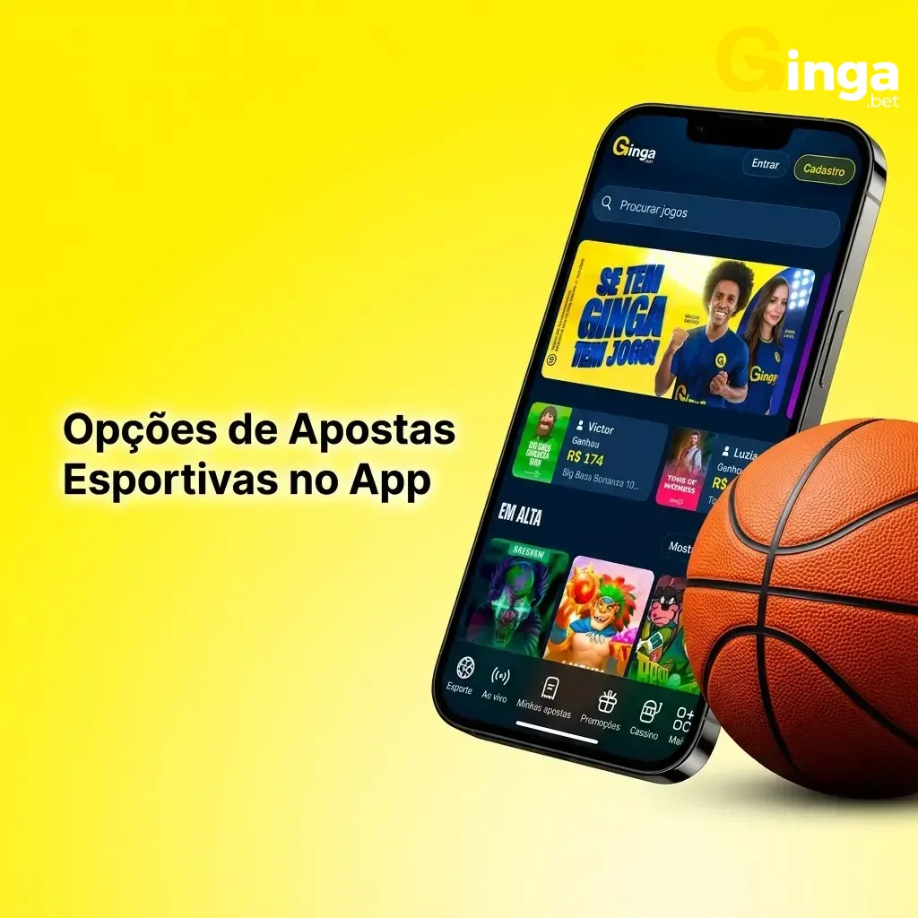 Opções de apostas esportivas no app Gingabet: futebol, basquete, tênis, MMA, eSports e mais modalidades disponíveis.