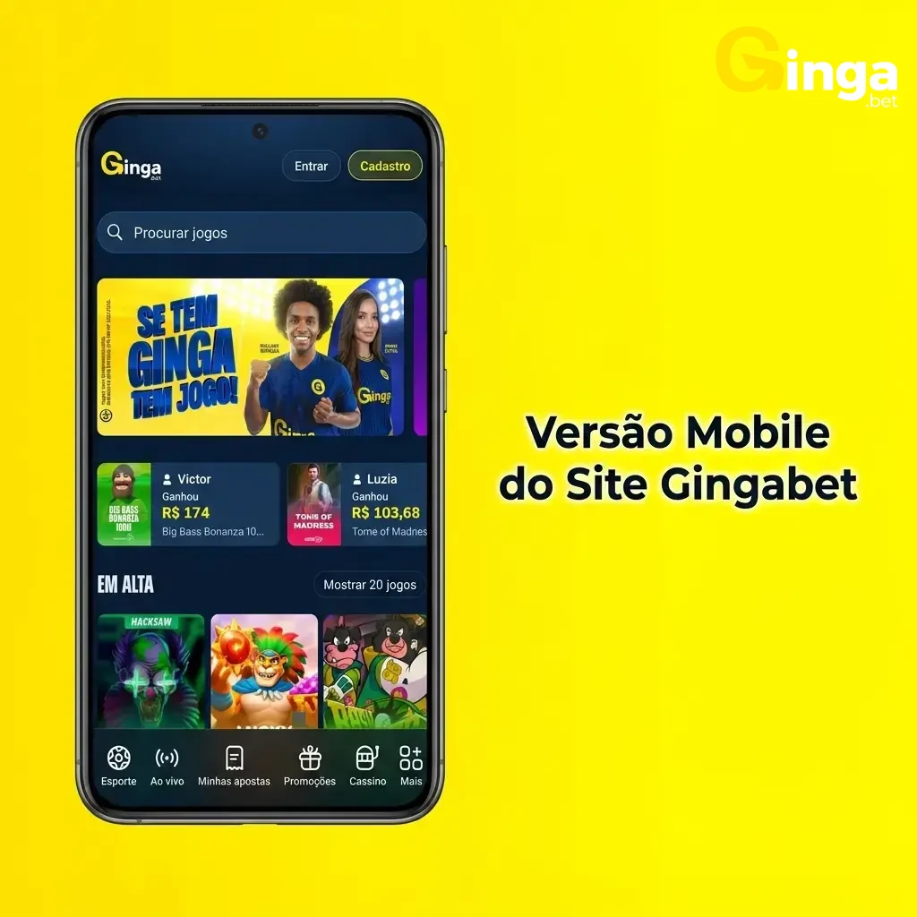 Versão mobile do site Gingabet otimizada para smartphones e tablets com acesso completo pelo navegador.