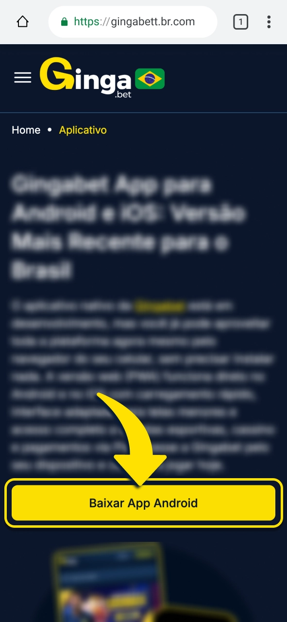 Gingabet acesse pelo Android e utilize a plataforma sem instalação adicional.