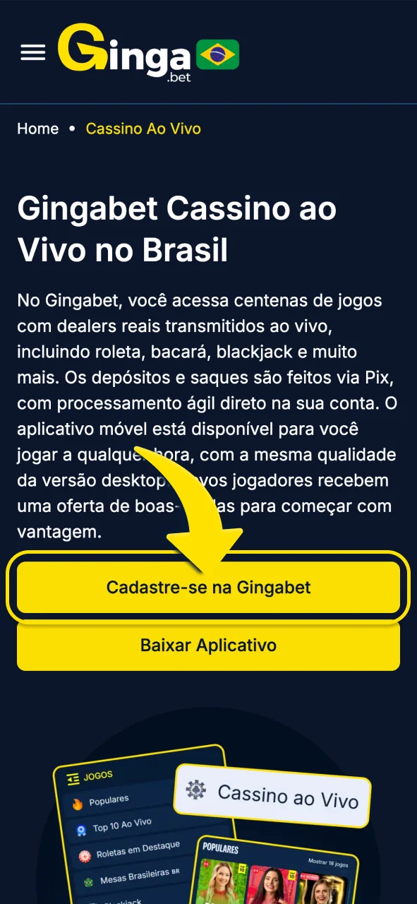 Comece sua jornada na Gingabet.