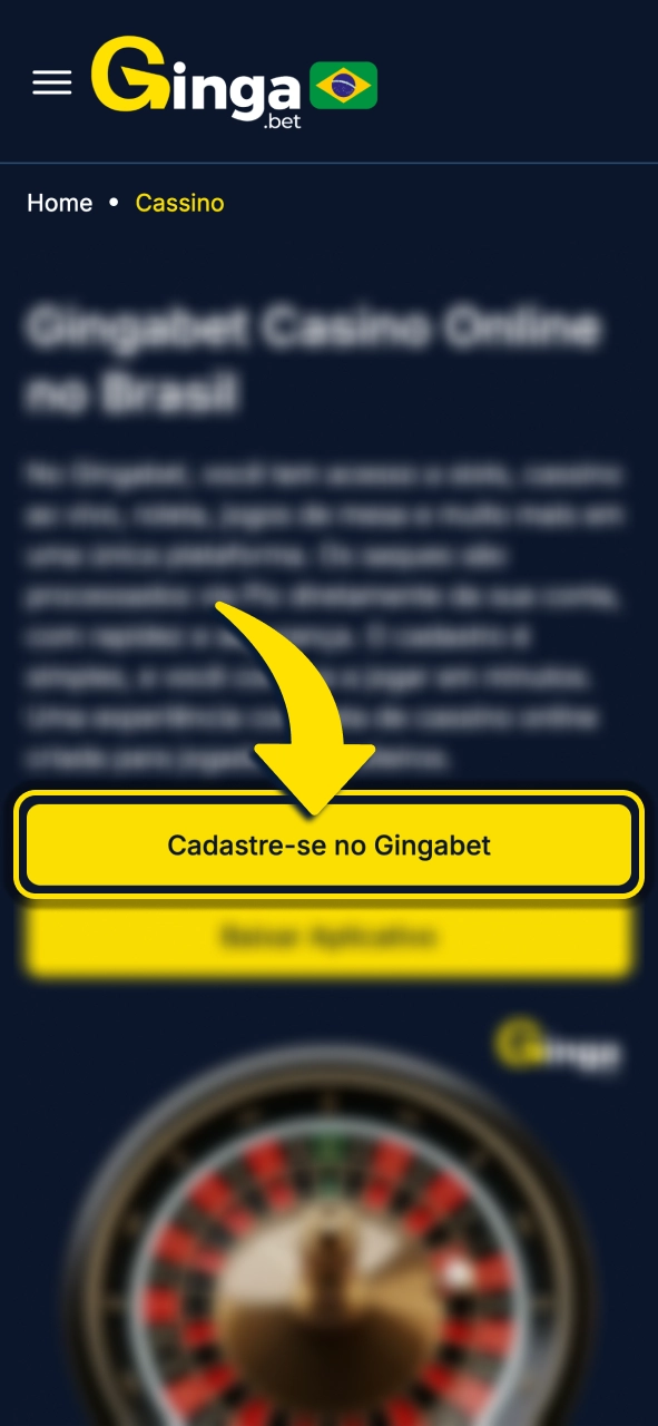 Gingabet inicie cadastro e desbloqueie entrada para jogos e apostas.