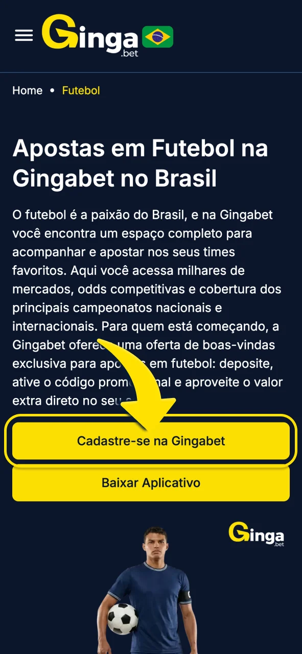Crie sua conta na Gingabet de forma segura.