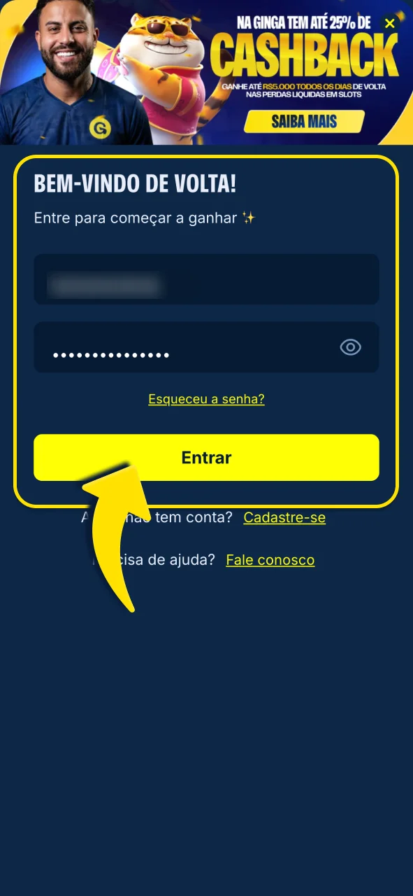 Acesse sua conta na Gingabet agora.